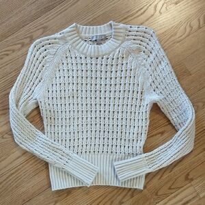 J. Crew Open Knit  100% Cotton Cream Knit Sweater XSmall